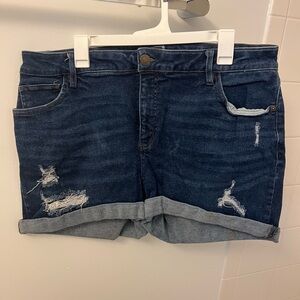 Distressed Dark Denim Shorts